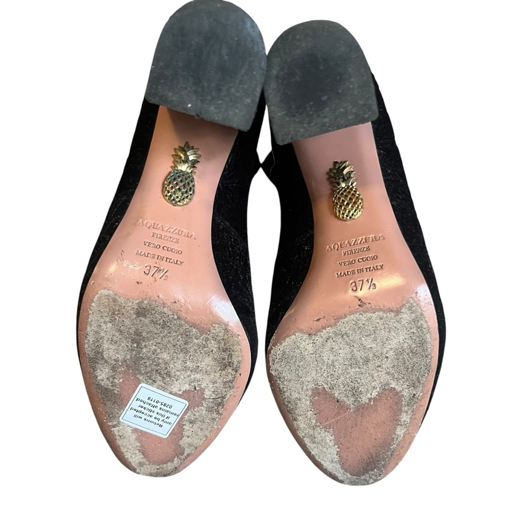 AQUAZZURA So Me Bootie sz 37.5 US 7.5 Imperial forest velvet black sock boot - Picture 10 of 11